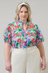 Orlena Floral Daly Split Neck Top Curve